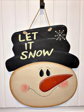 Let It Snow Snowman Holiday Door Hanger 19”x18”